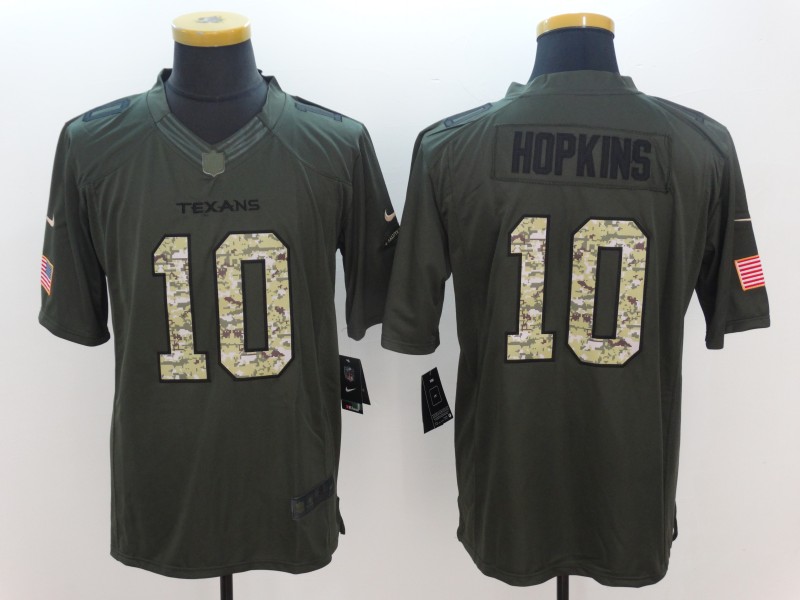 Men's Houston Texans DeAndre Hopkins #10 Army Green Jersey